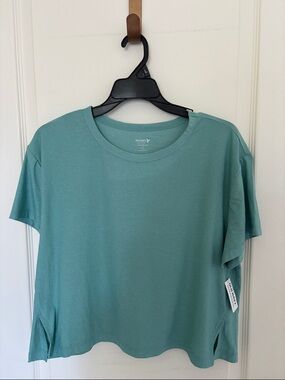Old Navy Teal Cropped Short-Sleeve Crewneck Top